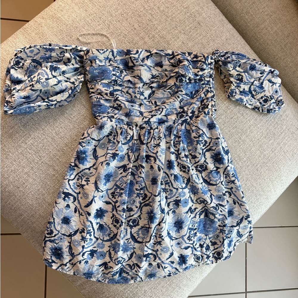 Floral Blue and White Dress